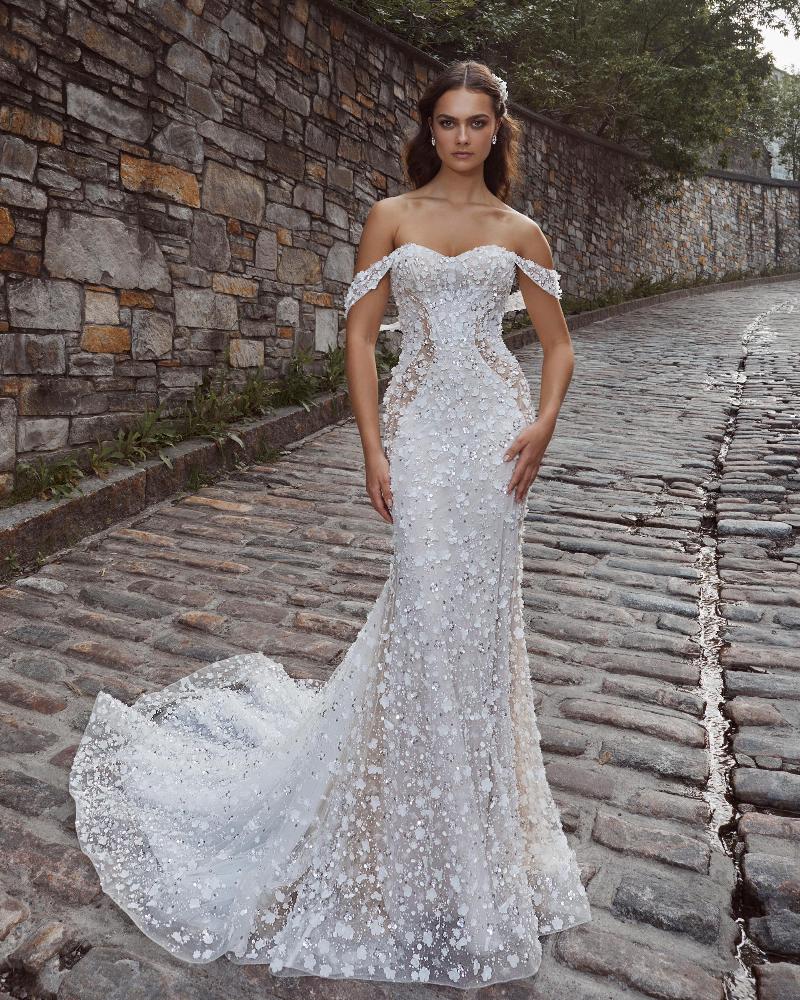 124116 modern sexy wedding dress with beaded lace and strapless neckline2